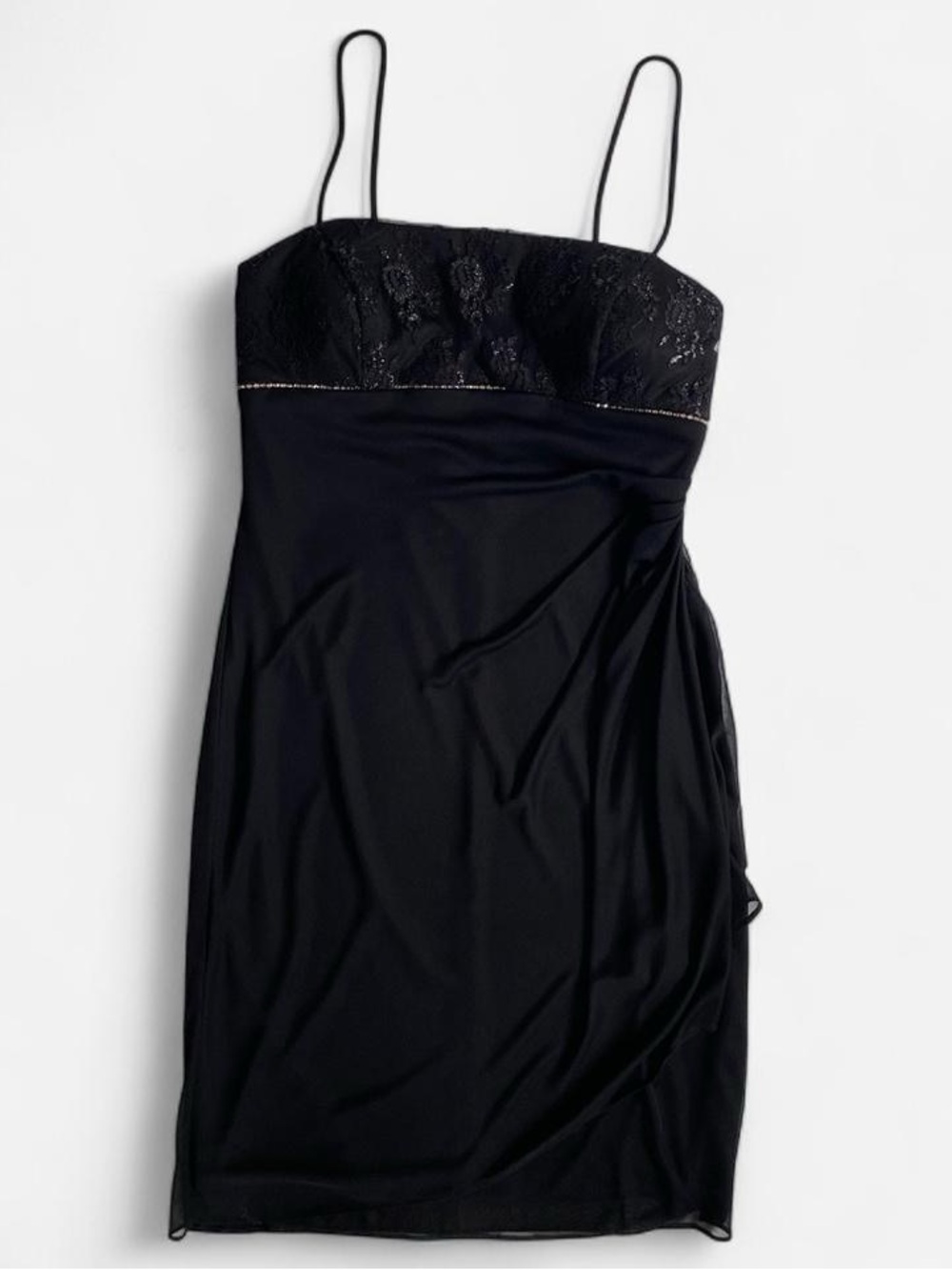Vintage black cocktail dress w/rhinestones lace